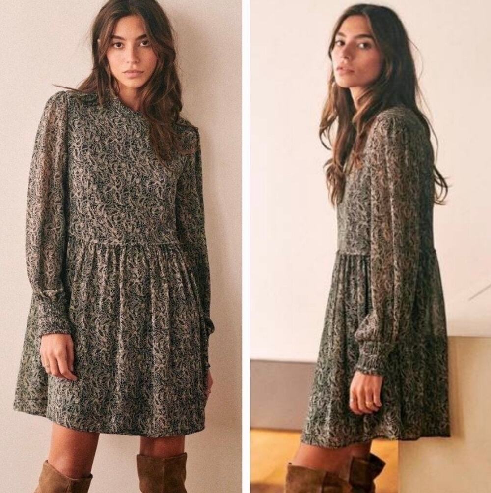 Sezane Odile Dress Long Sleeve Kashmir Print - Size 36/4